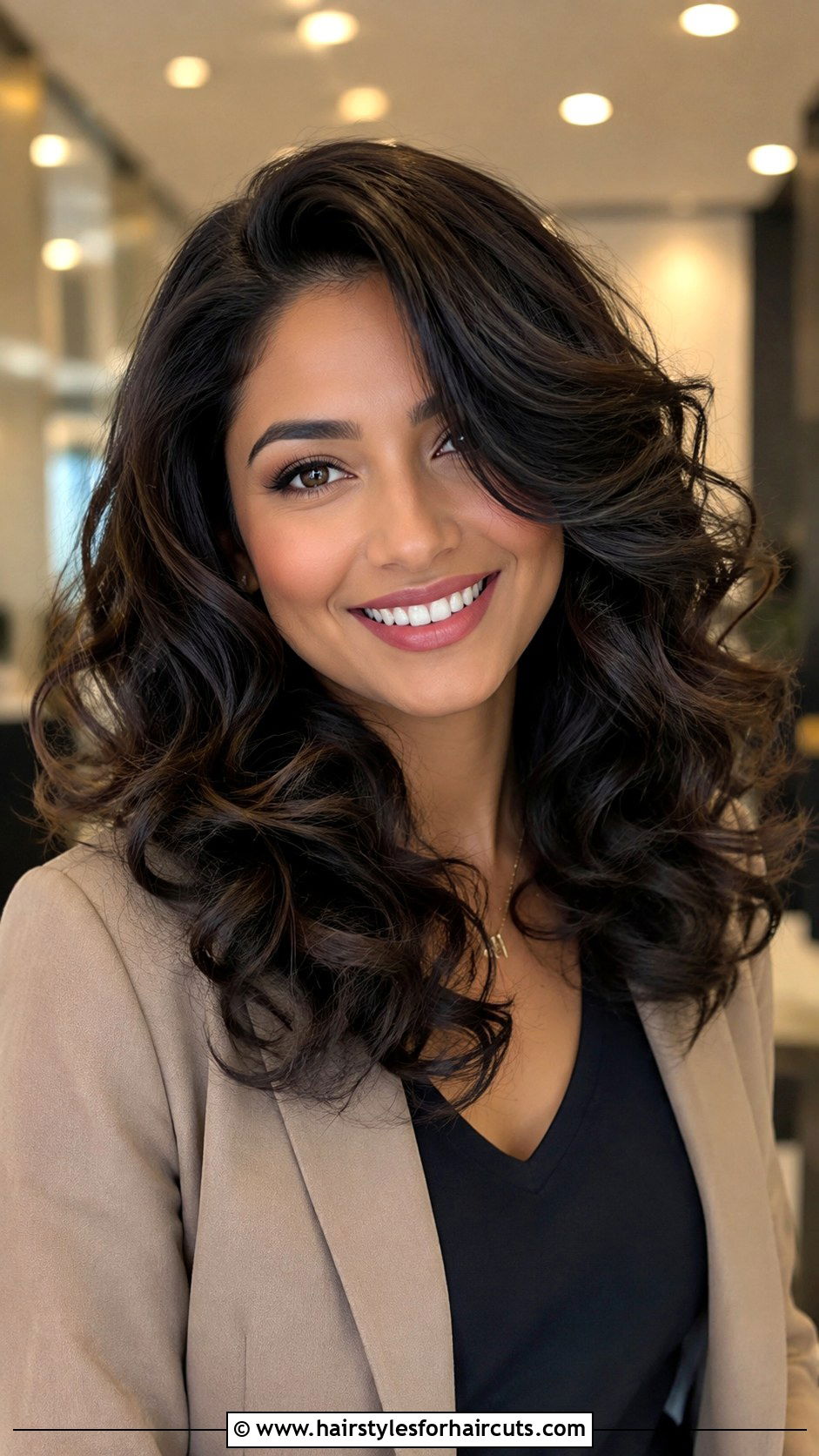 Layered Curls With Side Part - 25 curling iron hairstyles for black hair - 25 curling iron hairstyles for black hair