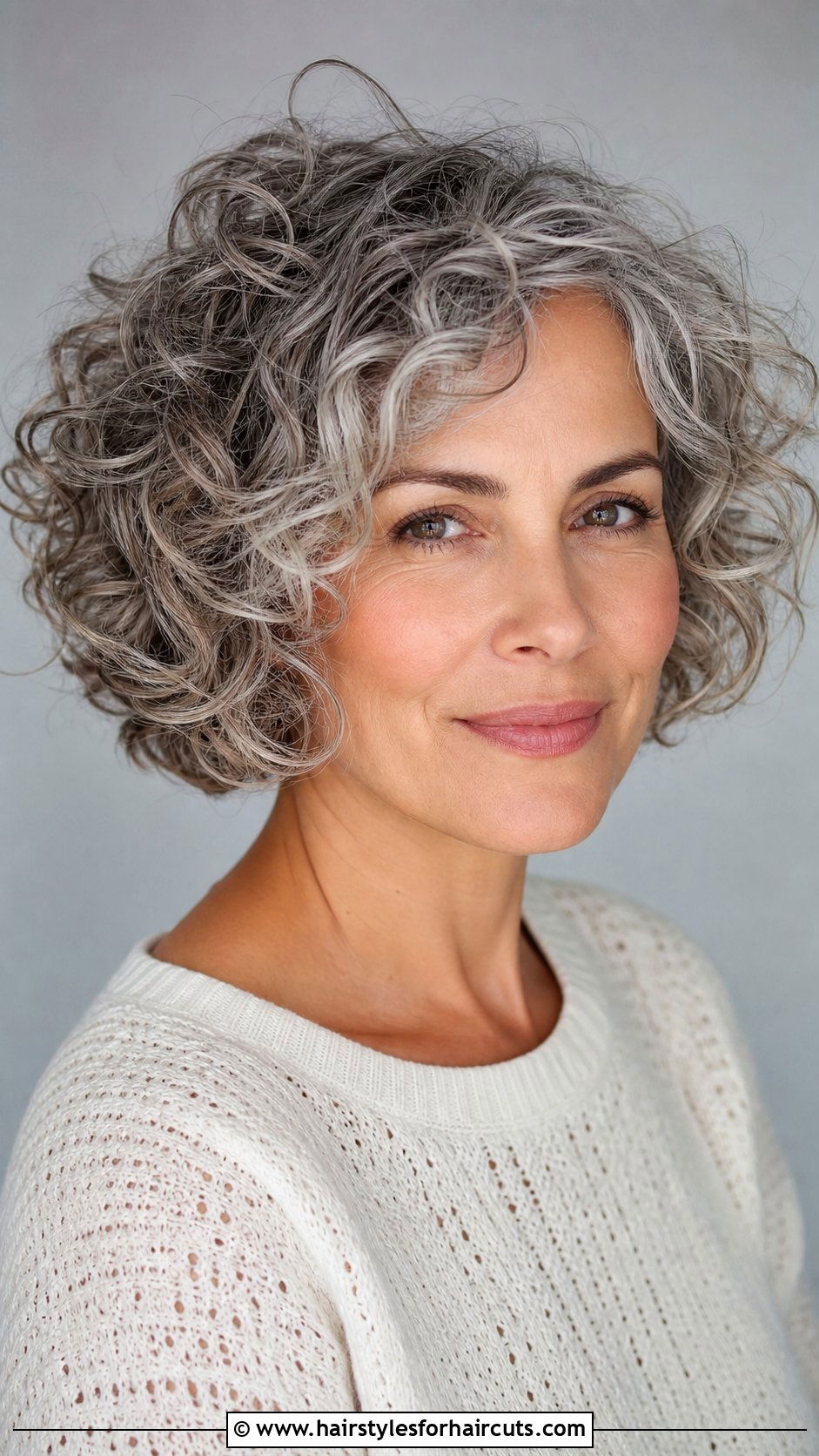 Layered Curly Bob - 25 hairstyles for curly gray hair over 60 - 25 hairstyles for curly gray hair over 60