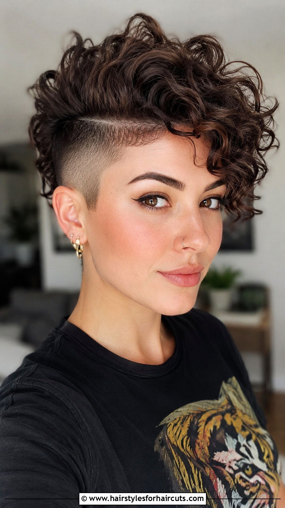Layered Curly Pixie With Shaved Sides - 25 short layered haircuts for curly hair - 25 short layered haircuts for curly hair