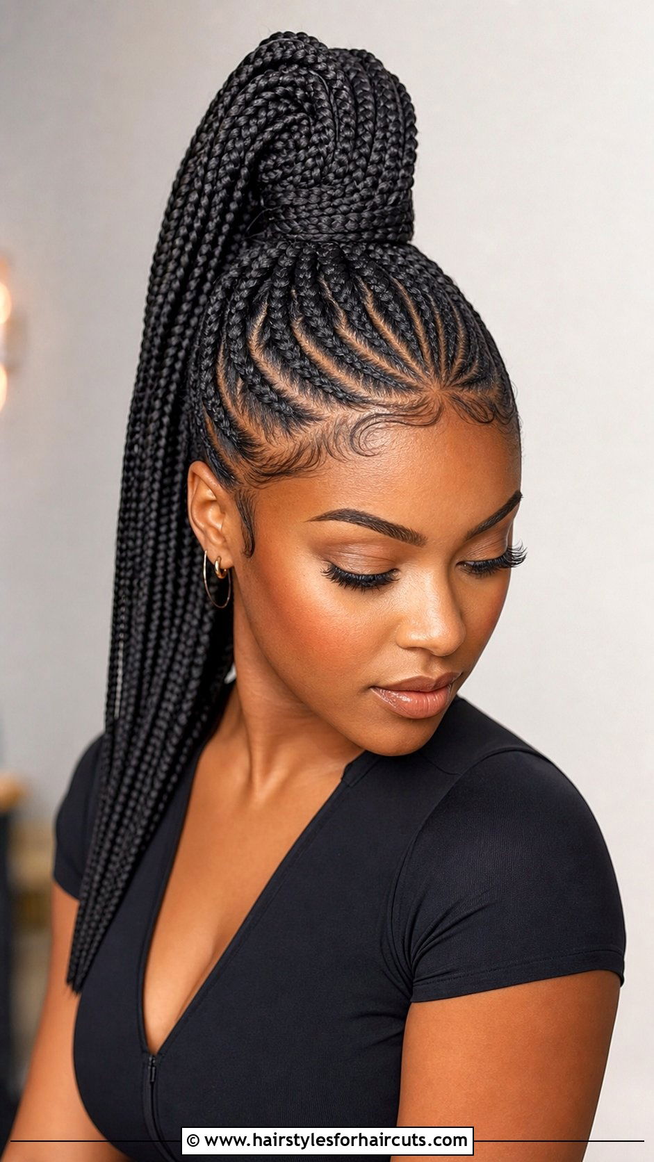 Layered Front Braid Ponytail - 25 front braid hairstyles for black hair - 25 front braid hairstyles for black hair