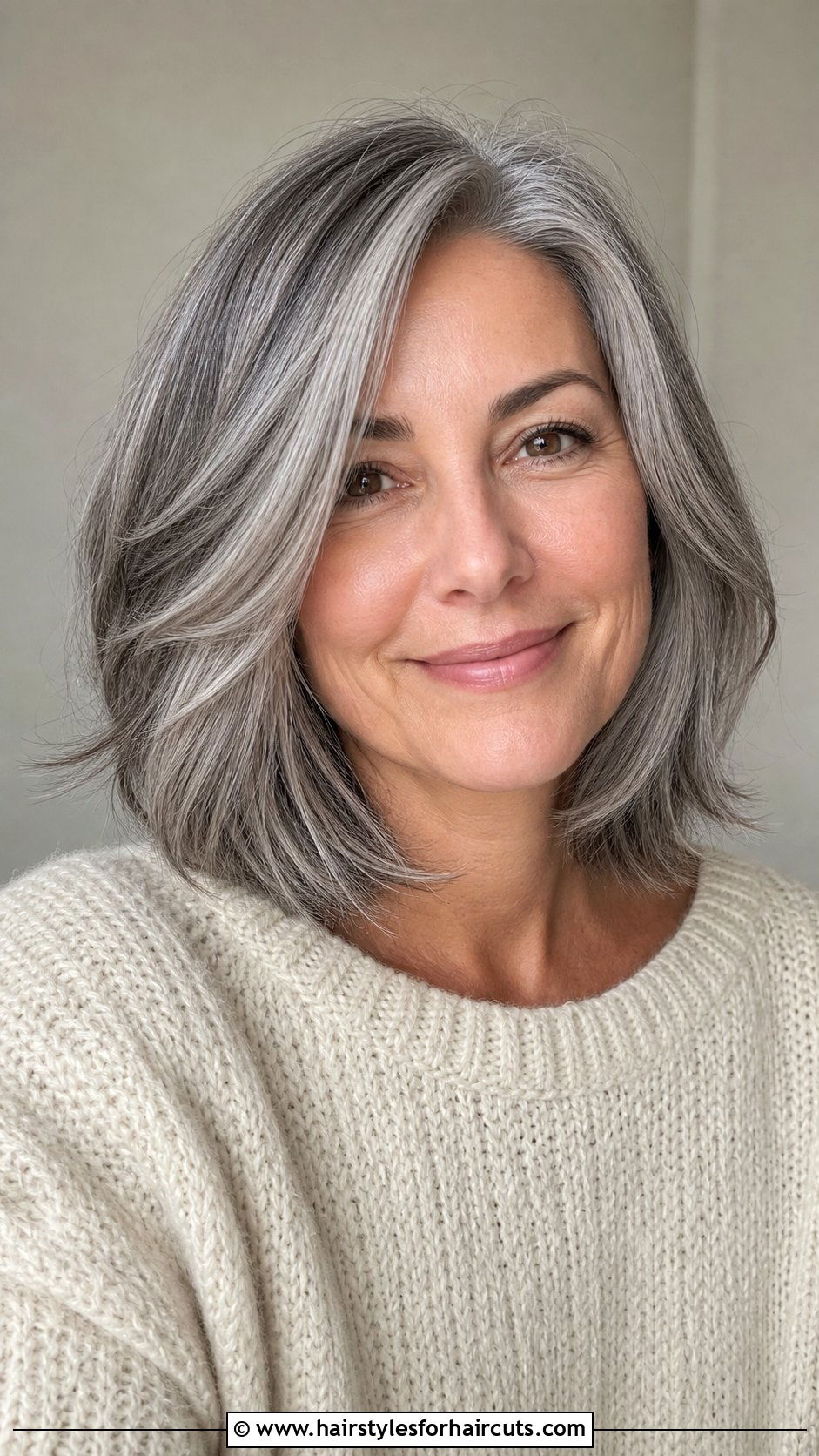 Layered Gray Lob - 25 thick gray hairstyles - 25 thick gray hairstyles