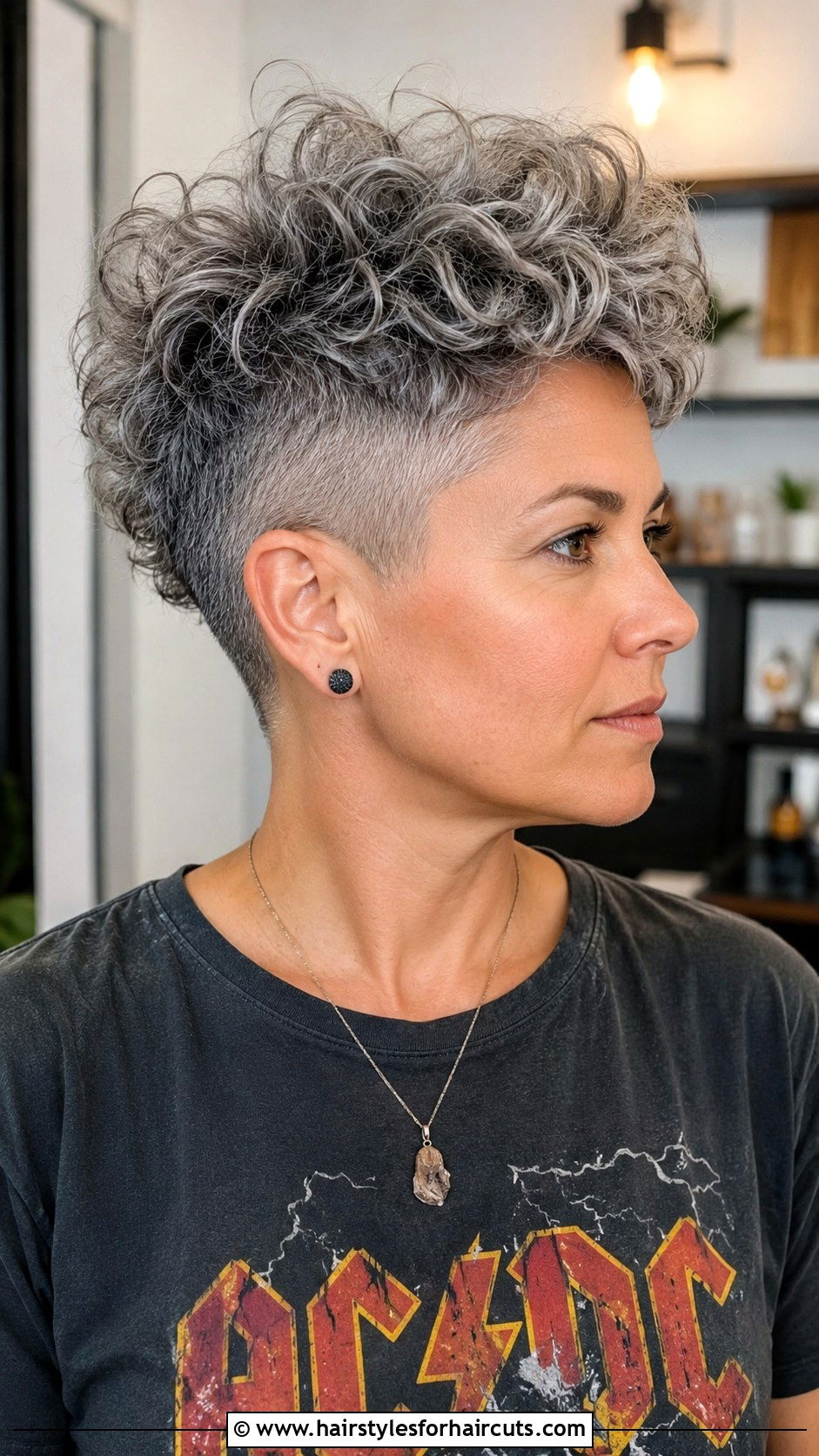 Layered Grey Curly Frohawk - 25 choppy short curly hairstyles for grey hair - 25 choppy short curly hairstyles for grey hair
