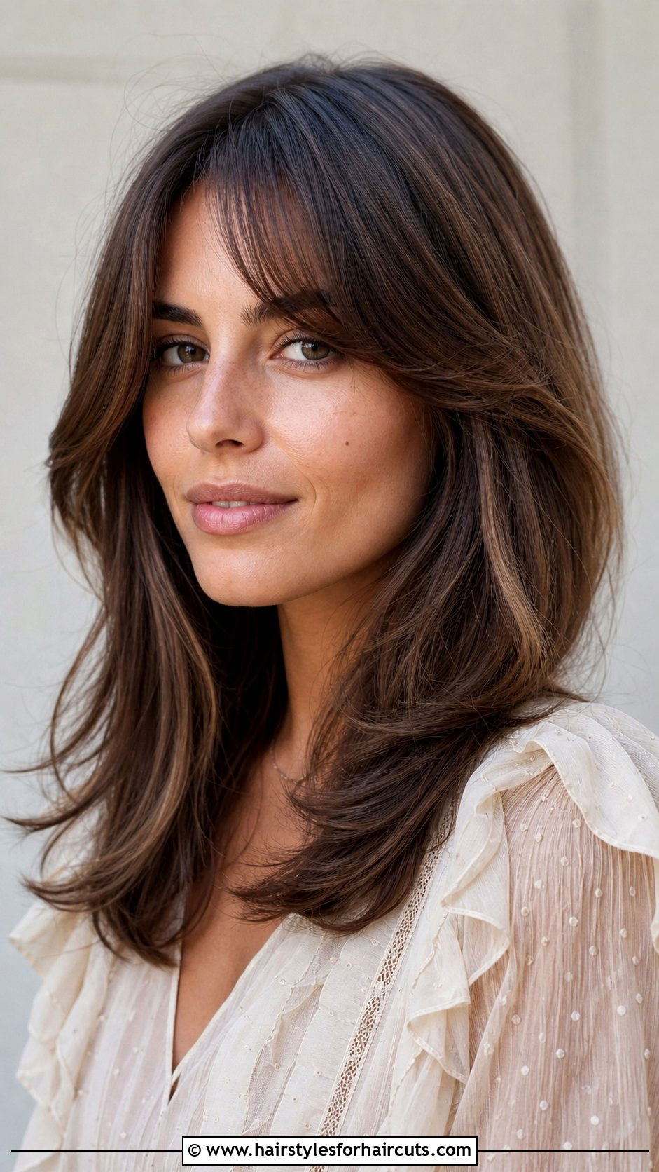 Layered Haircut With Curtain Bangs - 25 haircuts medium long hair - 25 haircuts medium long hair