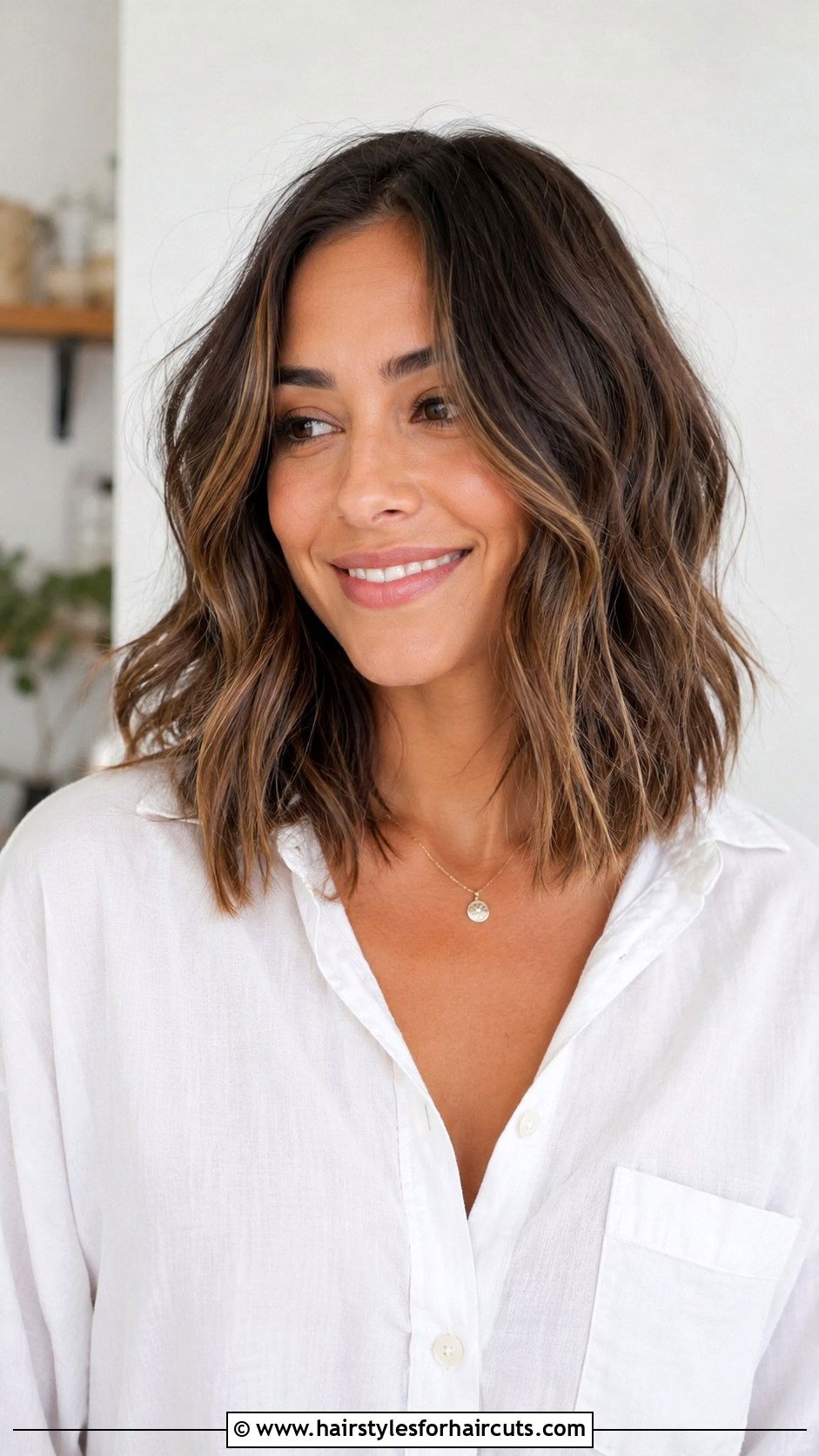 Layered Lob With Waves - 25 back to school hairstyles - 25 back to school hairstyles
