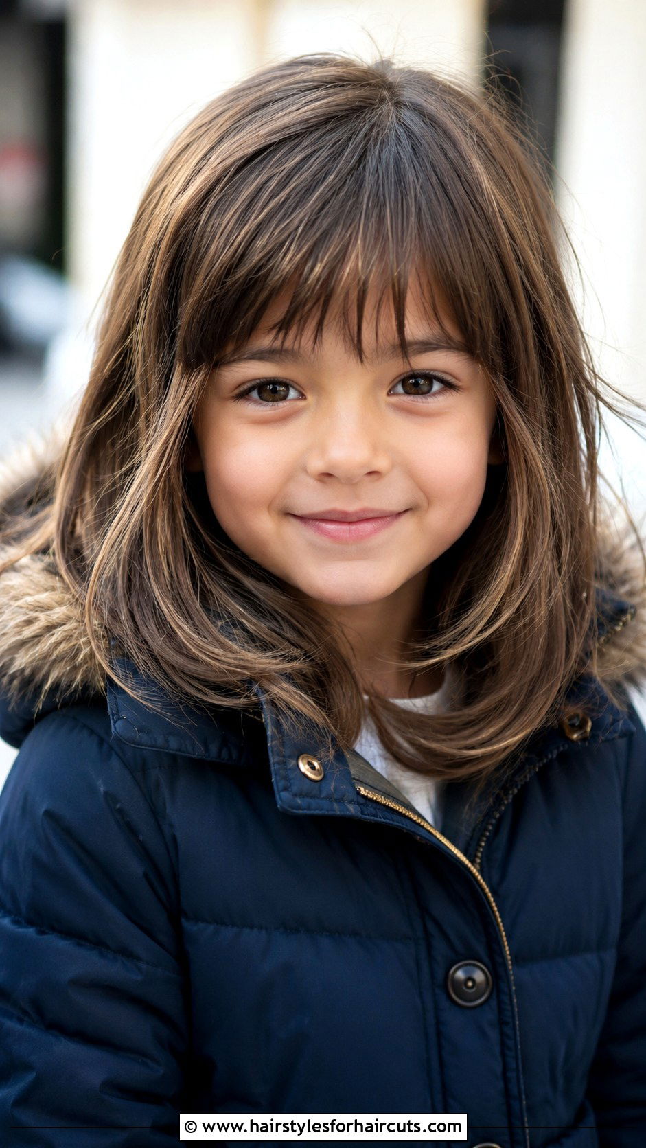 Layered Shoulder Cut With Choppy Bangs - 25 thin hair little girl haircuts with bangs - 25 thin hair little girl haircuts with bangs