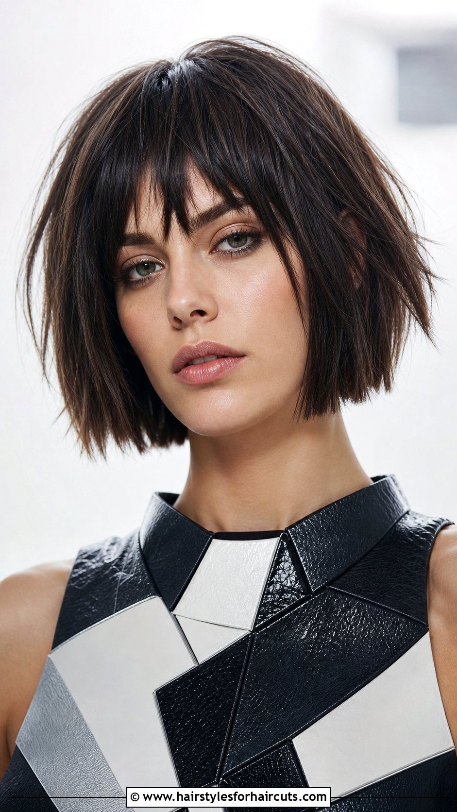 Layered Square Cut With Choppy Bangs - 25 haircuts with bangs and layers - 25 haircuts with bangs and layers