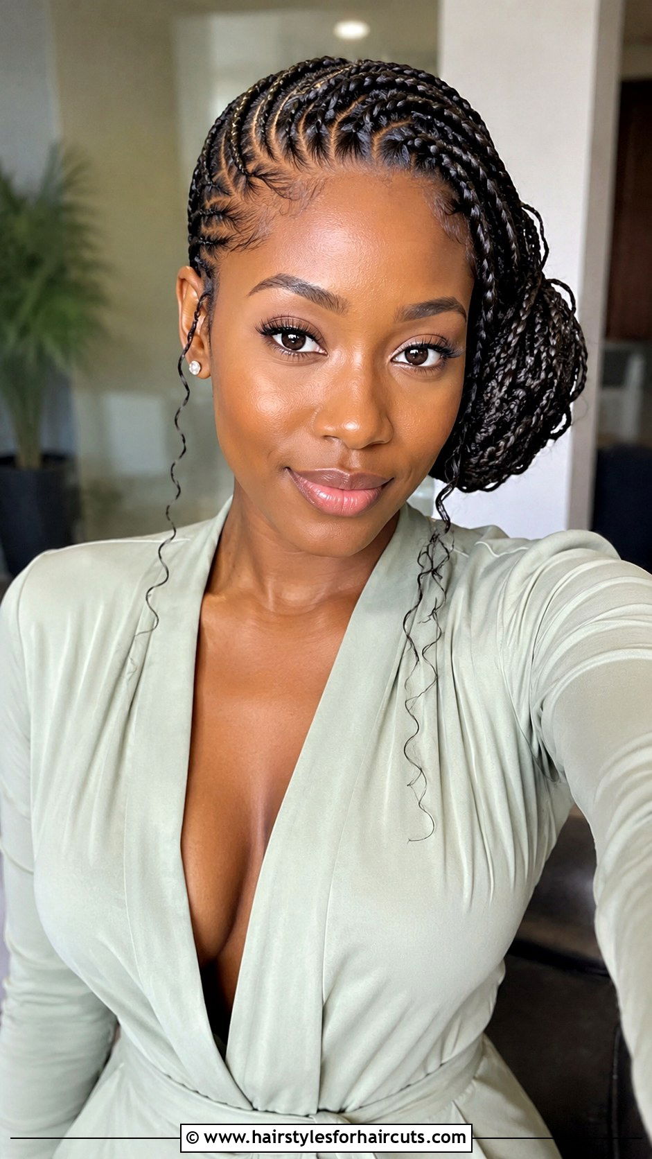 Lemonade Braids Side Bun - 25 braided buns hairstyles for black hair - 25 braided buns hairstyles for black hair