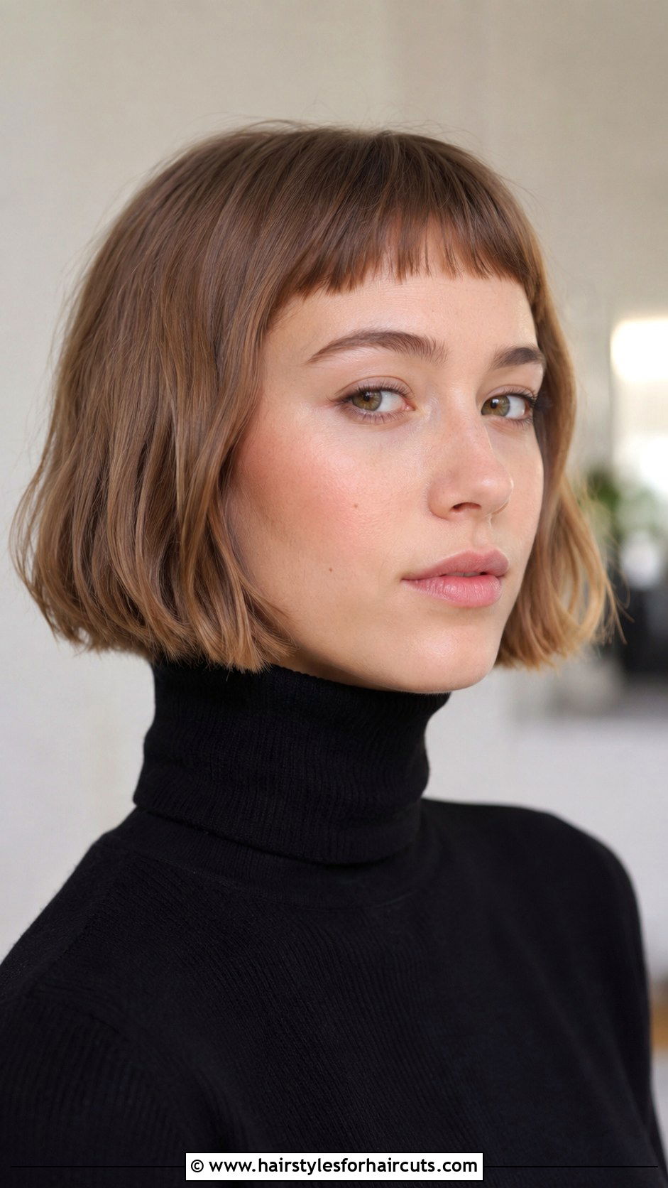 Light Brown Micro Bangs Bob - 25 light brown hairstyles - 25 light brown hairstyles