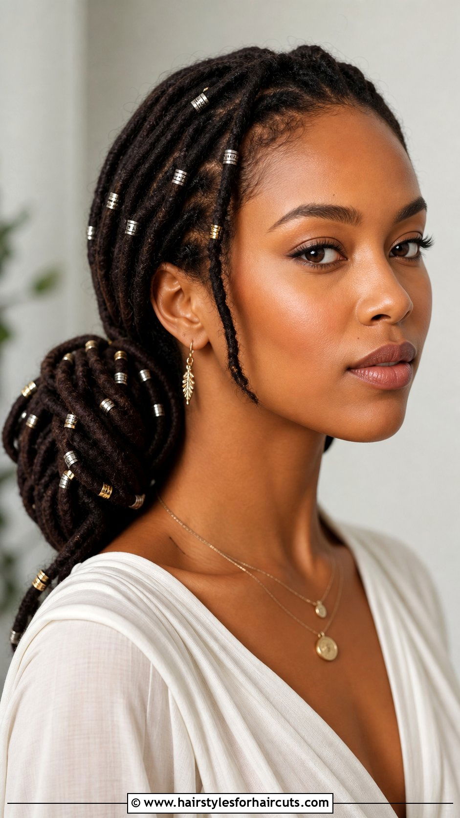 Loc Low Ponytail With Rings - 25 low ponytail hairstyles for natural hair - 25 low ponytail hairstyles for natural hair