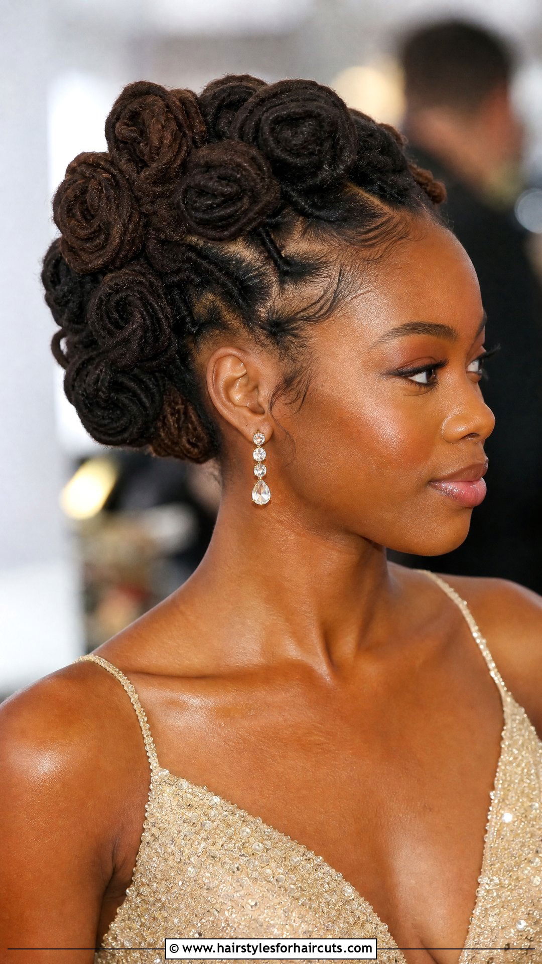 Loc Rosettes Updo - 25 hairstyles over locs - 25 hairstyles over locs