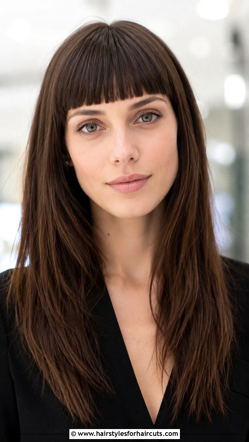 Long Blunt Bangs Haircut - 25 easy haircuts for long hair - 25 easy haircuts for long hair