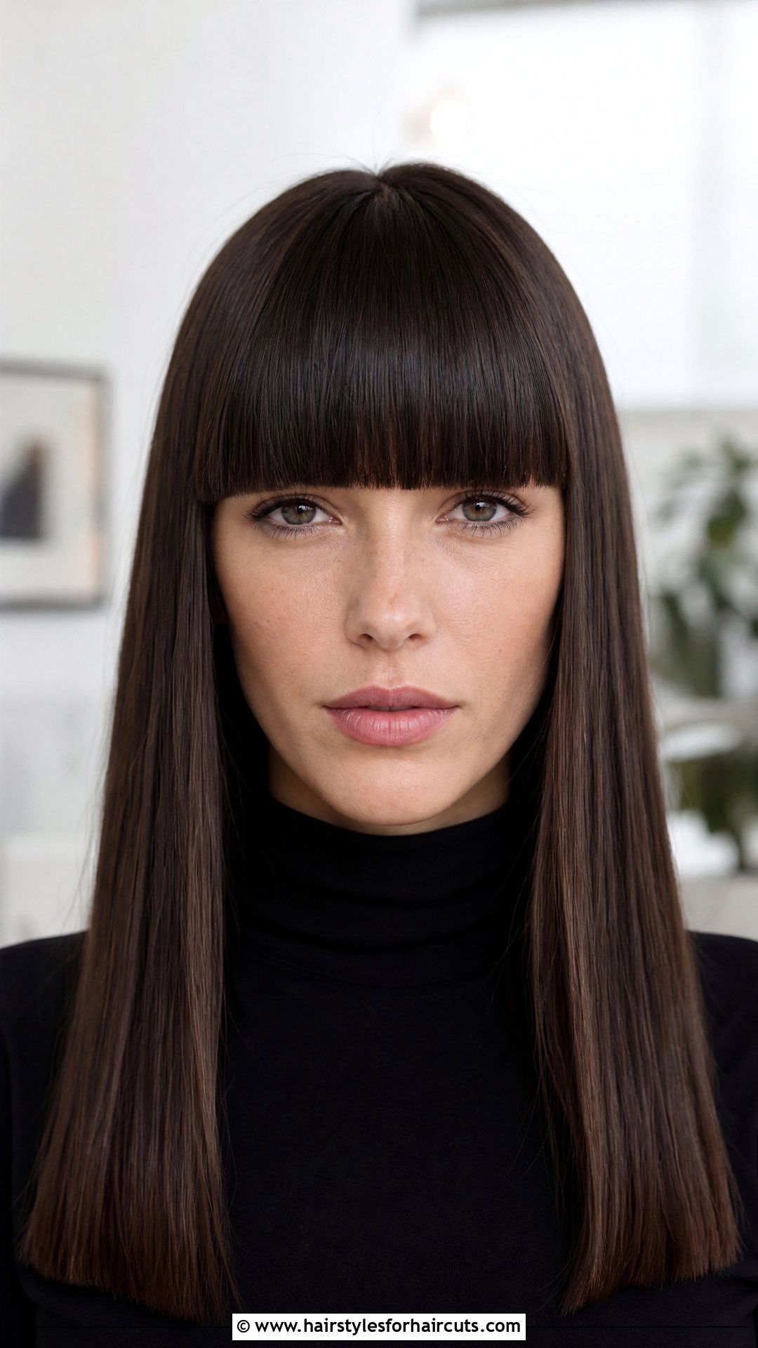 Long Blunt Cut With Straight Across Bangs - 25 long hairstyles with bangs for thin hair - 25 long hairstyles with bangs for thin hair