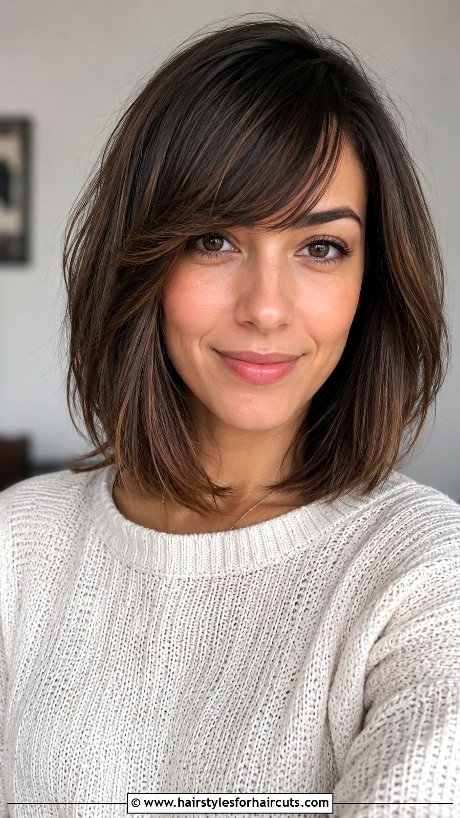 Long Bob With Side Swept Bangs - 25 haircuts bend oregon - 25 haircuts bend oregon