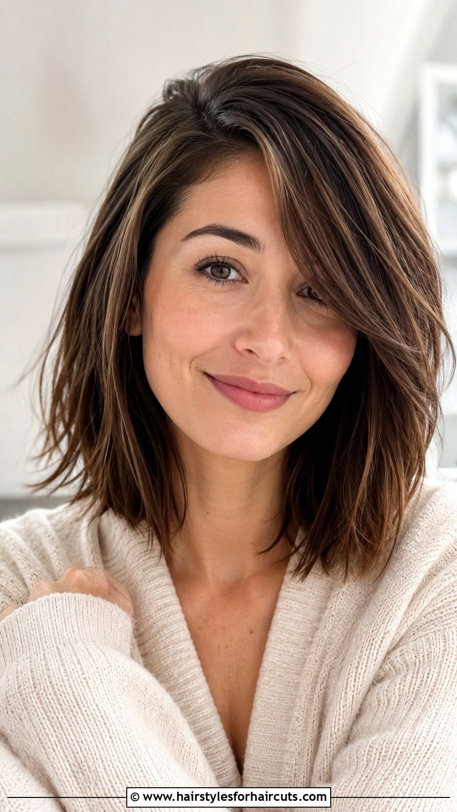 Long Bob With Side Swept Bangs - 25 haircuts for women with thin hair - 25 haircuts for women with thin hair