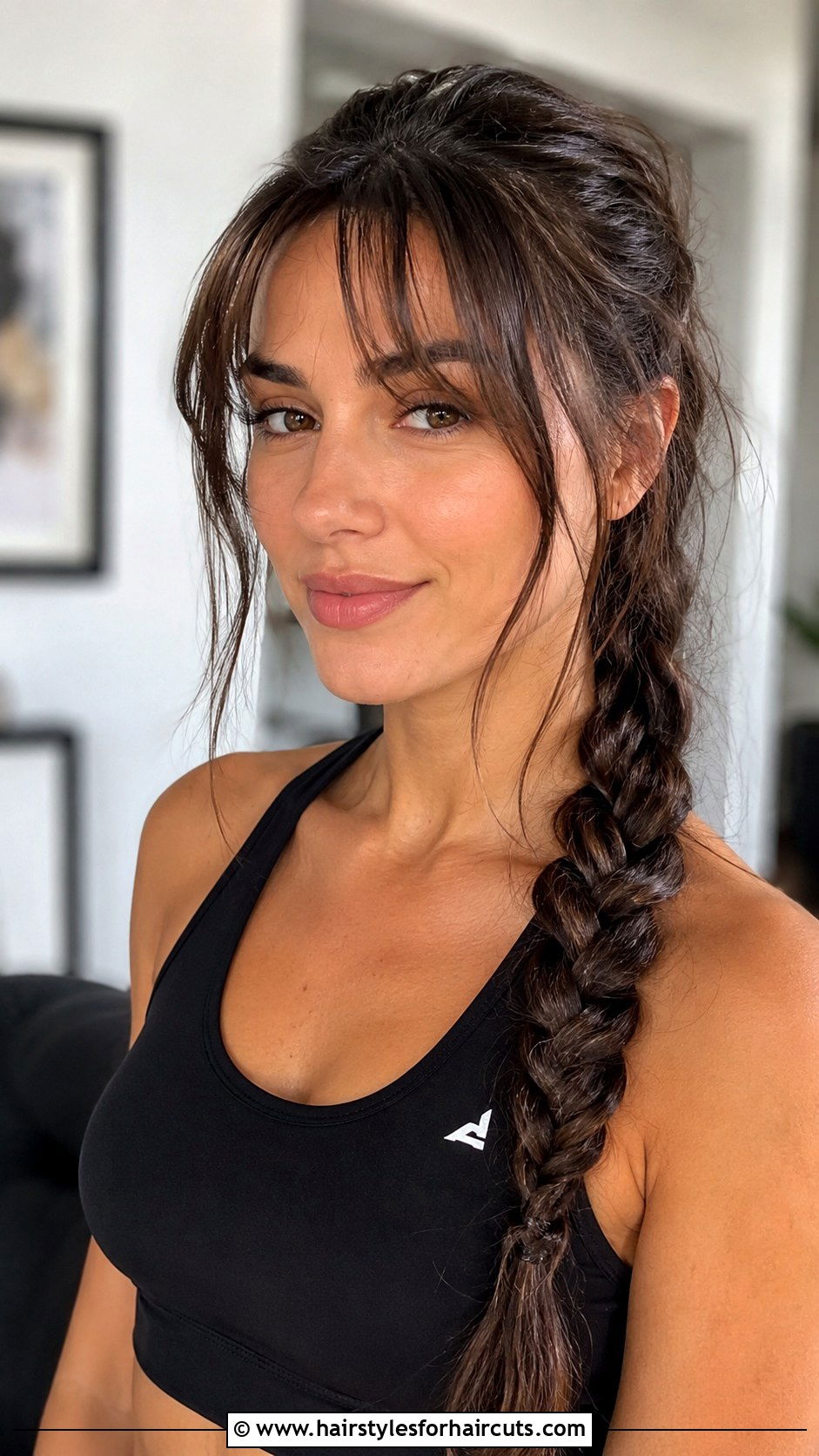 Long Braided Ponytail With Curtain Bangs - 25 easy hairstyles for long hair with bangs - 25 easy hairstyles for long hair with bangs