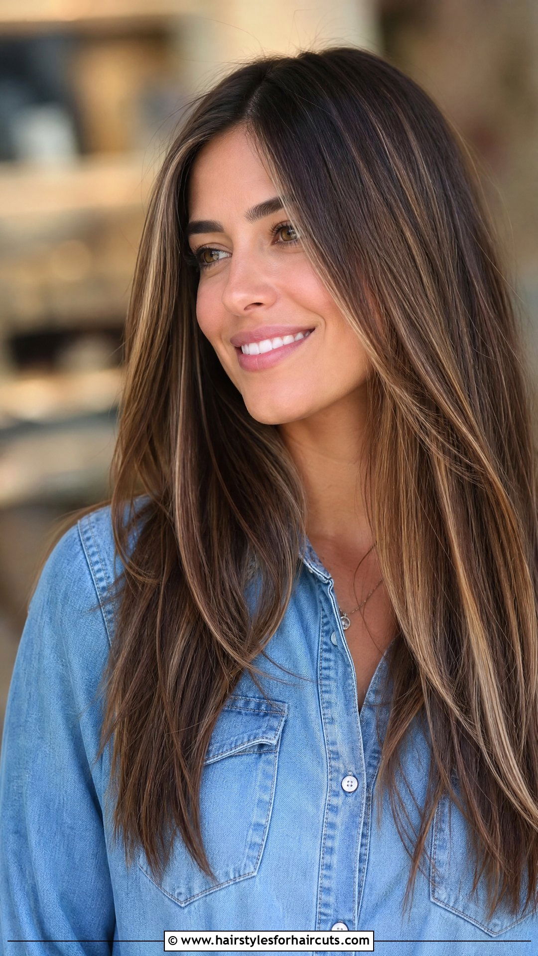 Long Brunette Haircut With Baby Lights - 25 nia long haircuts - 25 nia long haircuts