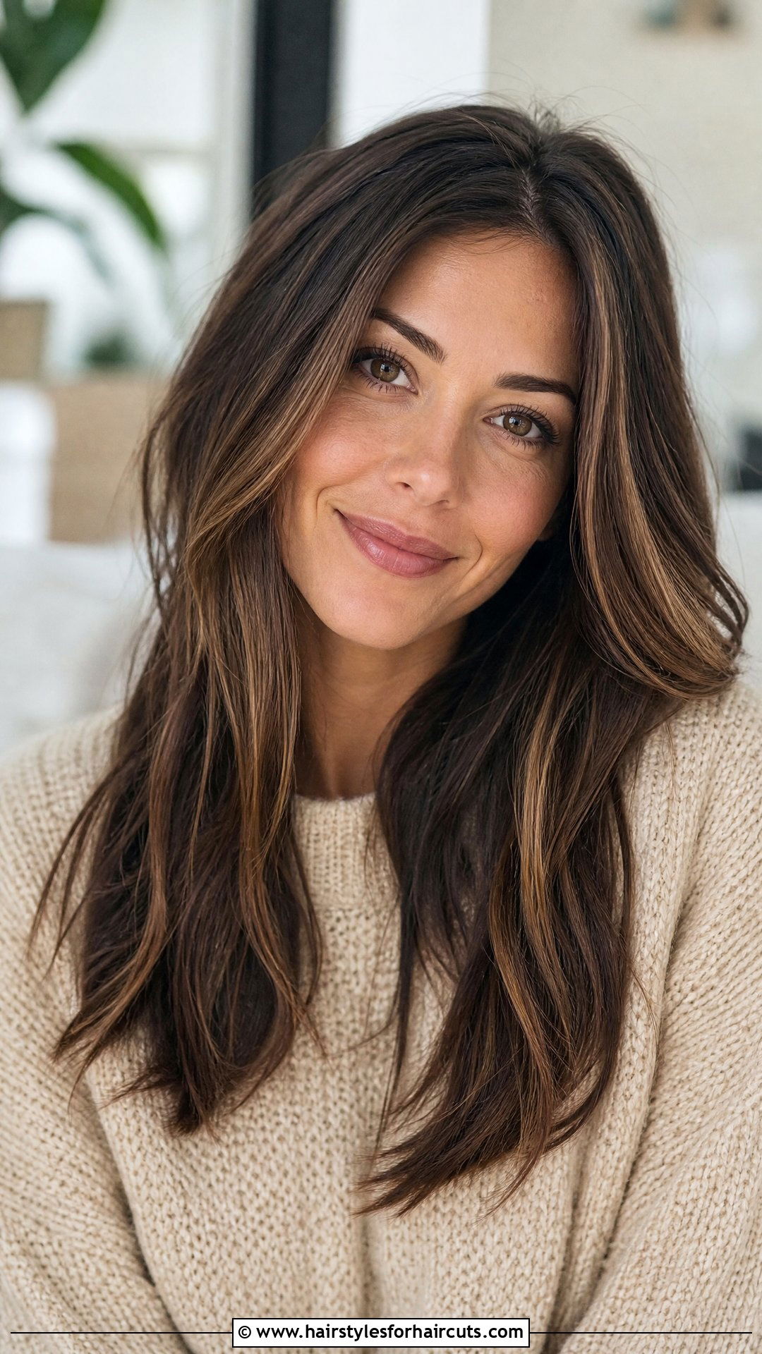 Long Brunette Haircut With Subtle Highlights - 25 nia long haircuts - 25 nia long haircuts