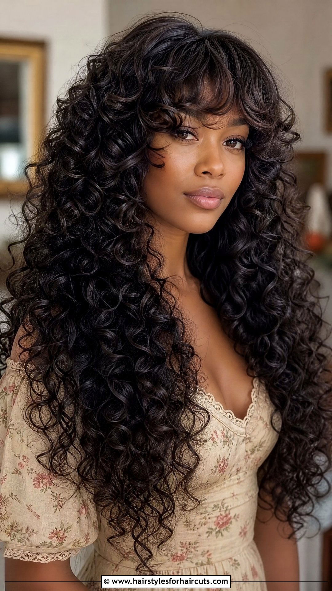 Long Crochet Curls With Feathered Bangs - 25 crochet hairstyles with bangs - 25 crochet hairstyles with bangs