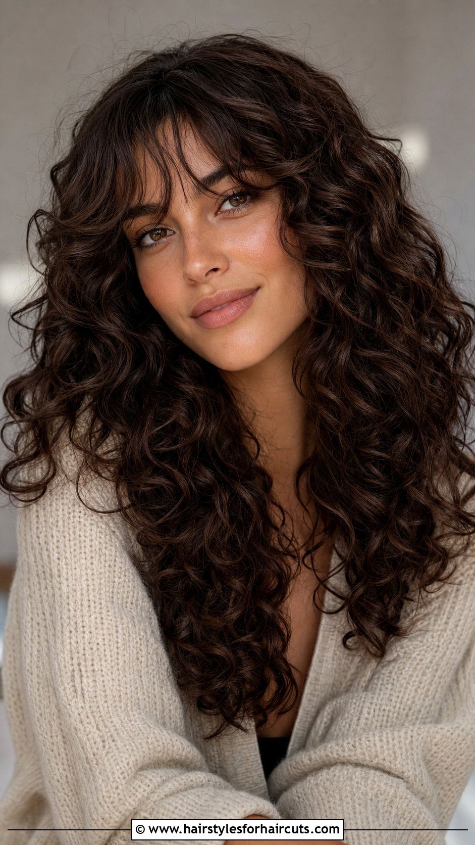 Long Curly Hair With Bottleneck Bangs - 25 long haircuts curly hair - 25 long haircuts curly hair