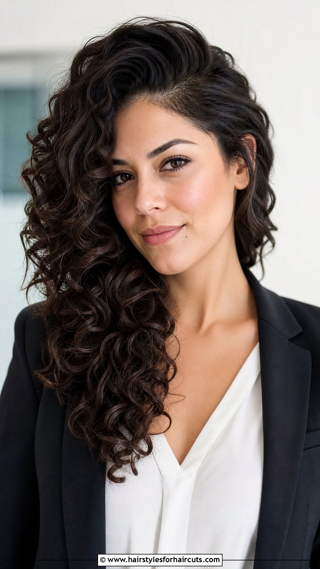 Long Curly Hair With Deep Side Part - 25 curly haircuts for long hair - 25 curly haircuts for long hair