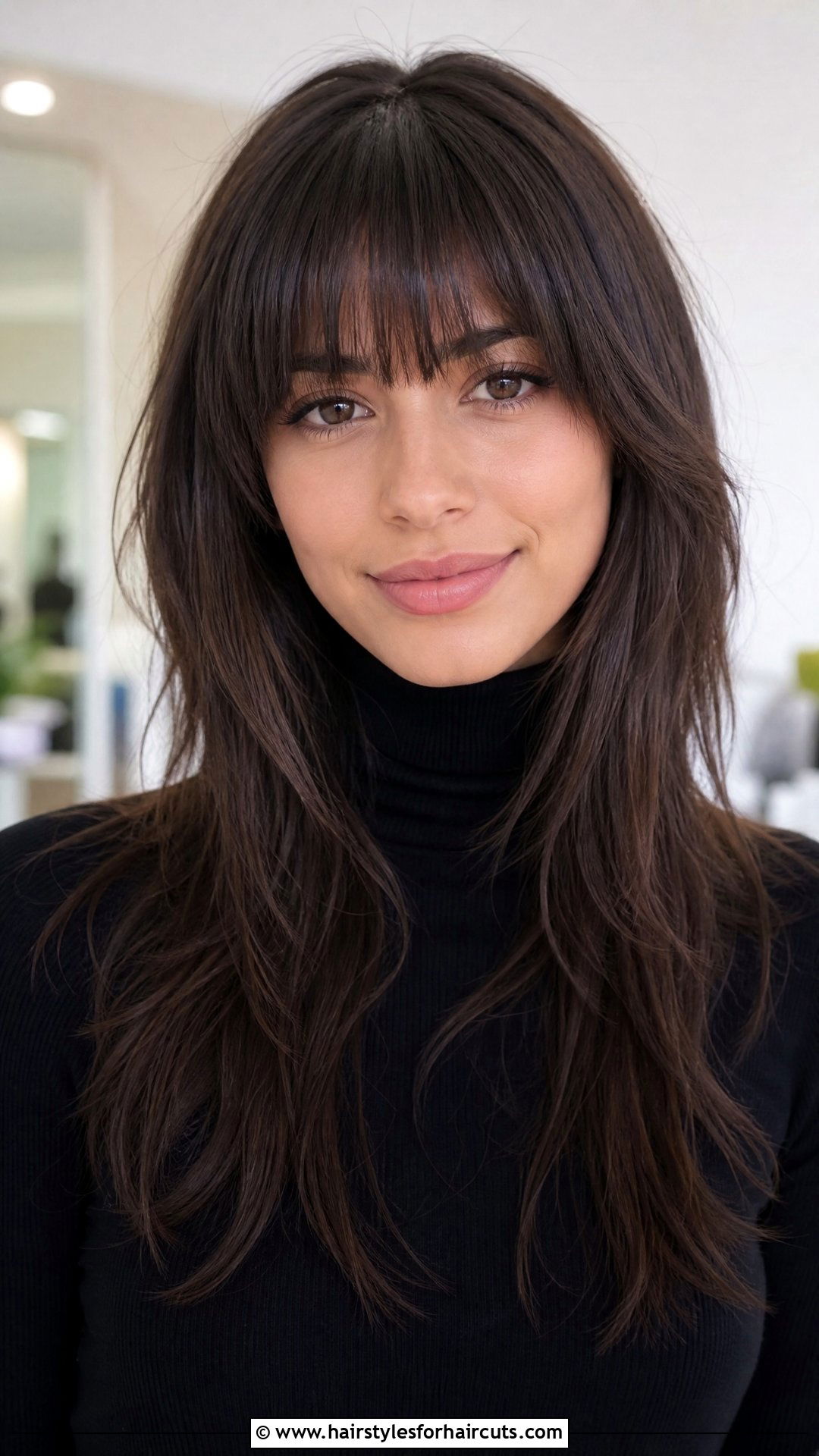 Long Feather Cut With Bangs - 25 feather cut hairstyles for long hair - 25 feather cut hairstyles for long hair