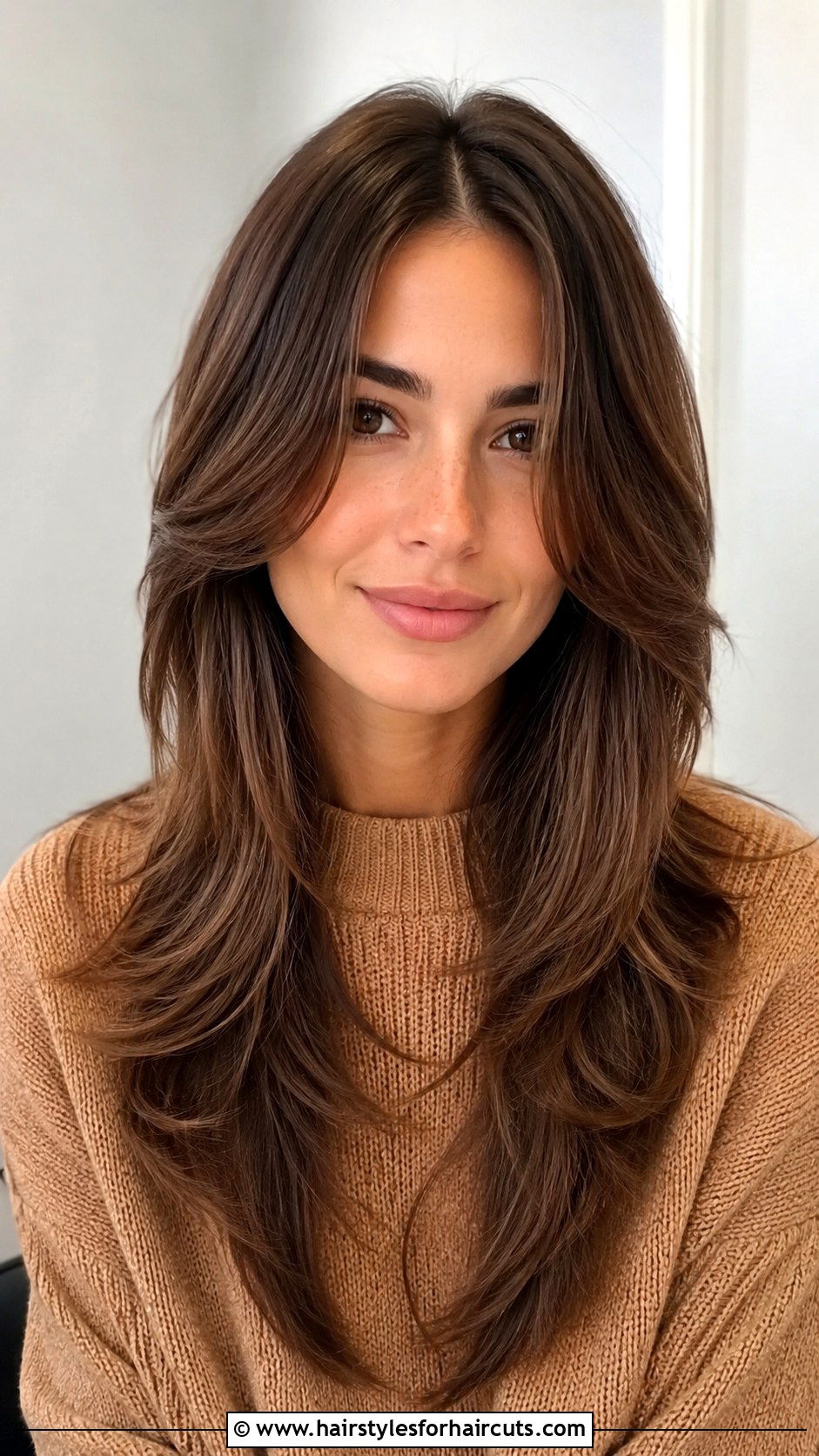 Long Feathered Layers With Center Part - 25 feathered haircuts for long hair - 25 feathered haircuts for long hair