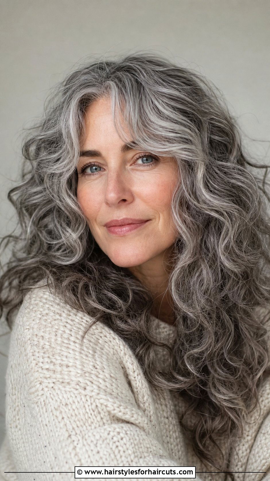 Long Grey Curly Hair With Curtain Bangs - 25 long curly grey hairstyles - 25 long curly grey hairstyles