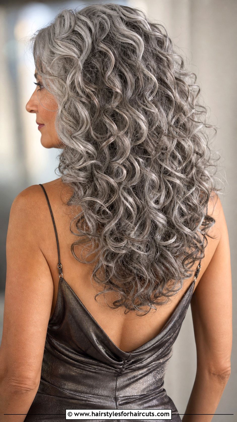 Long Grey Curly V Cut - 25 long curly grey hairstyles - 25 long curly grey hairstyles