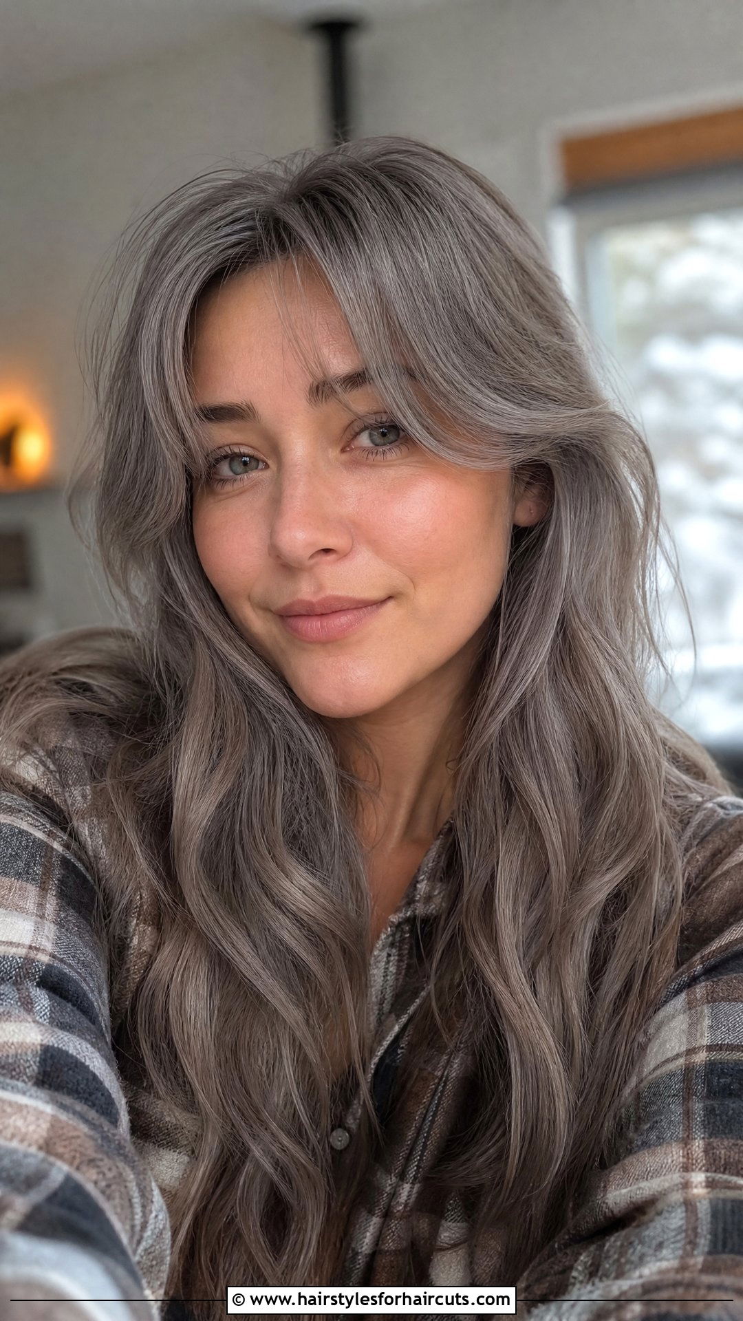 Long Grey Curtain Bangs - 25 women grey hairstyles - 25 women grey hairstyles