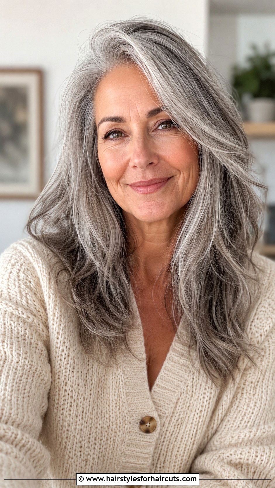 Long Layered Gray Hair - 25 gray hairstyles for women over 50 - 25 gray hairstyles for women over 50