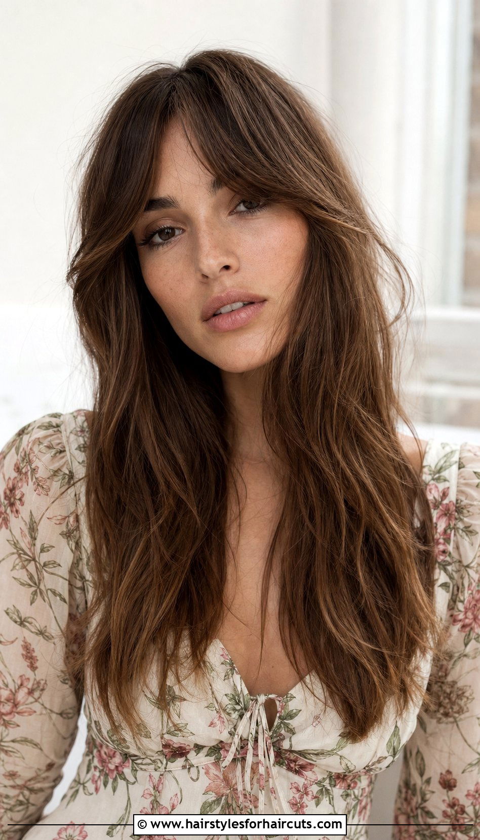 Long Layered Hair With Bardot Bangs - 25 haircuts with bangs for long hair - 25 haircuts with bangs for long hair
