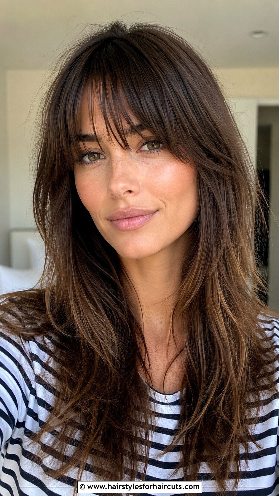Long Layered Hair With Birkin Bangs - 25 layered hairstyles with bangs - 25 layered hairstyles with bangs