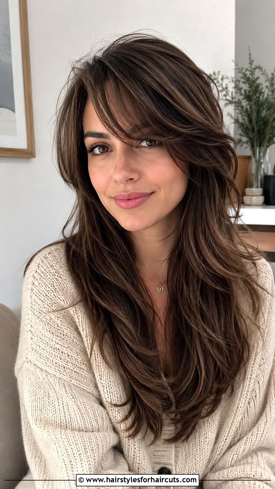 Long Layered Haircut With Side Bangs - 25 bang haircuts for thin hair - 25 bang haircuts for thin hair