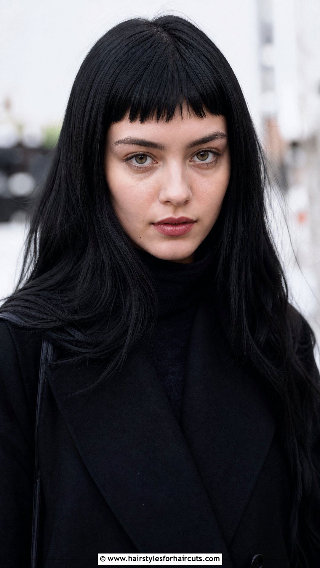 Long Micro Bangs With Jet Black - 25 long hairstyles and color - 25 long hairstyles and color