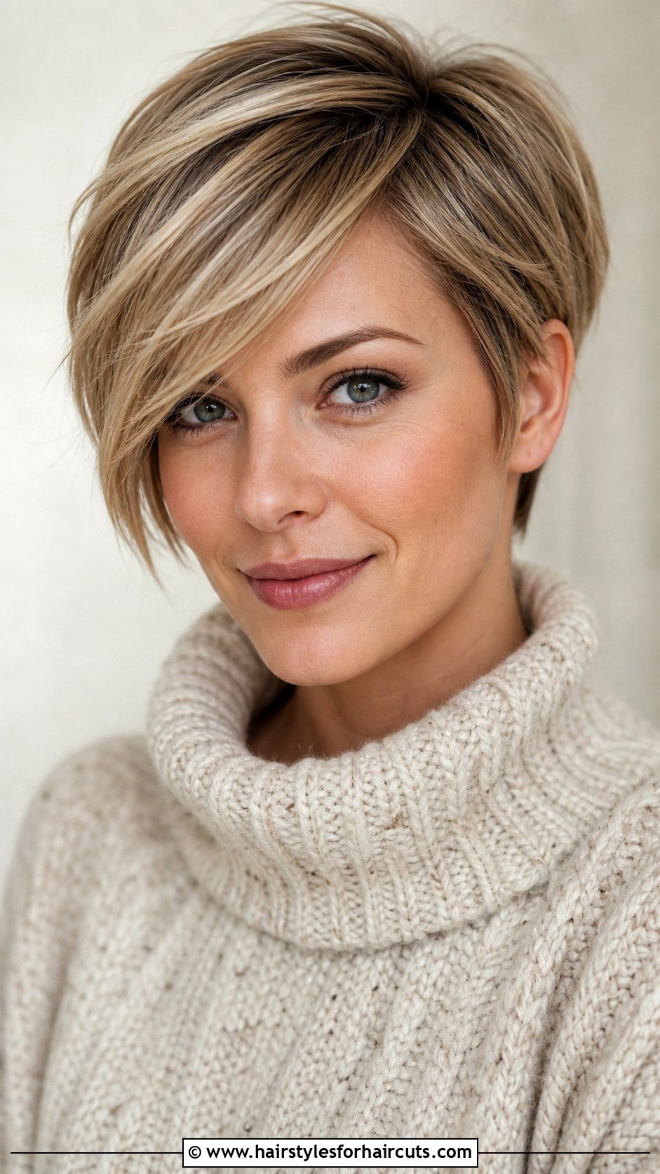 Long Pixie With Side Swept Bangs - 25 over 60 haircuts for thin hair - 25 over 60 haircuts for thin hair