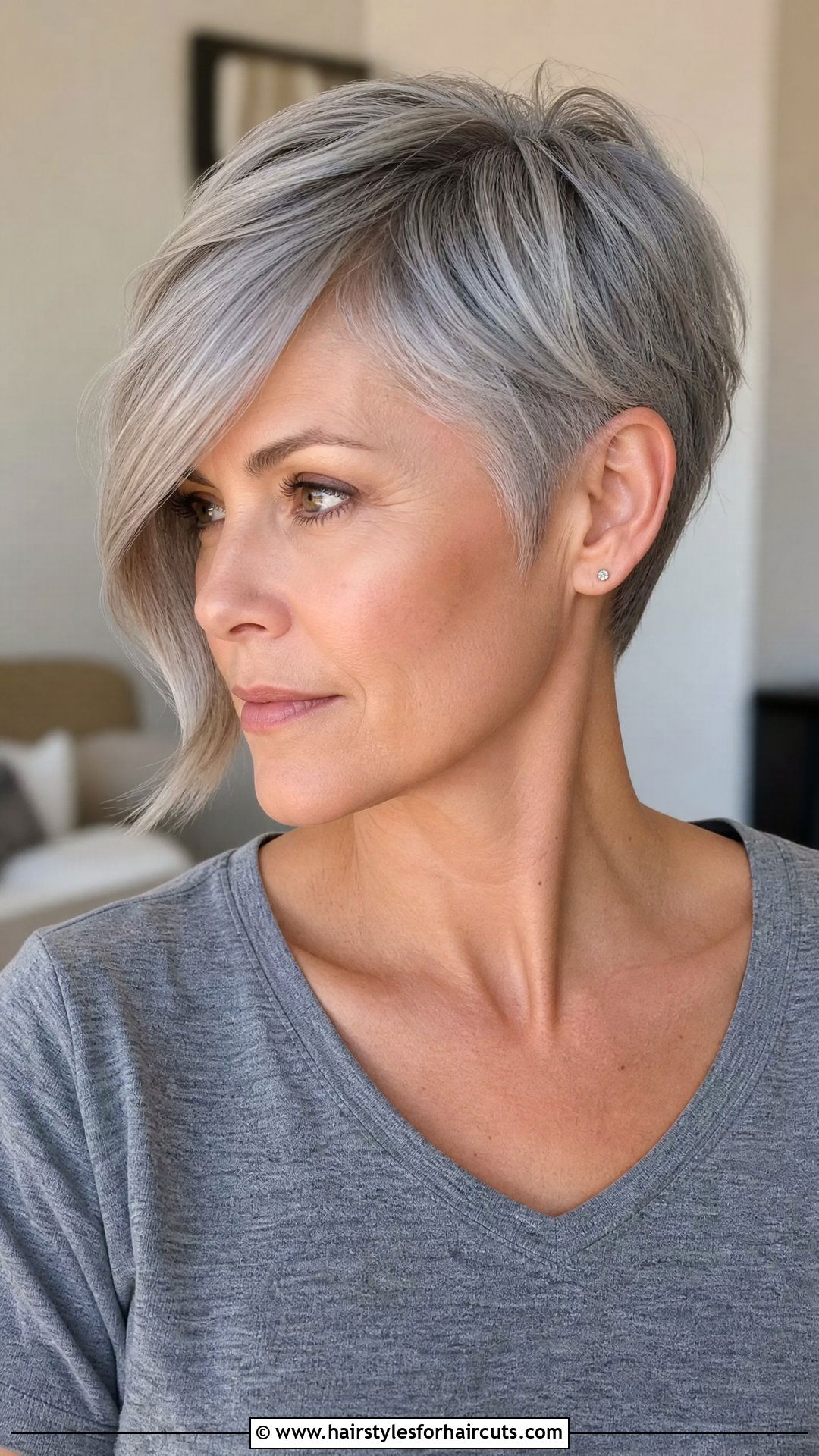 Long Pixie With Side Swept Bangs For Gray Hair - 25 medium haircuts for gray hair - 25 medium haircuts for gray hair