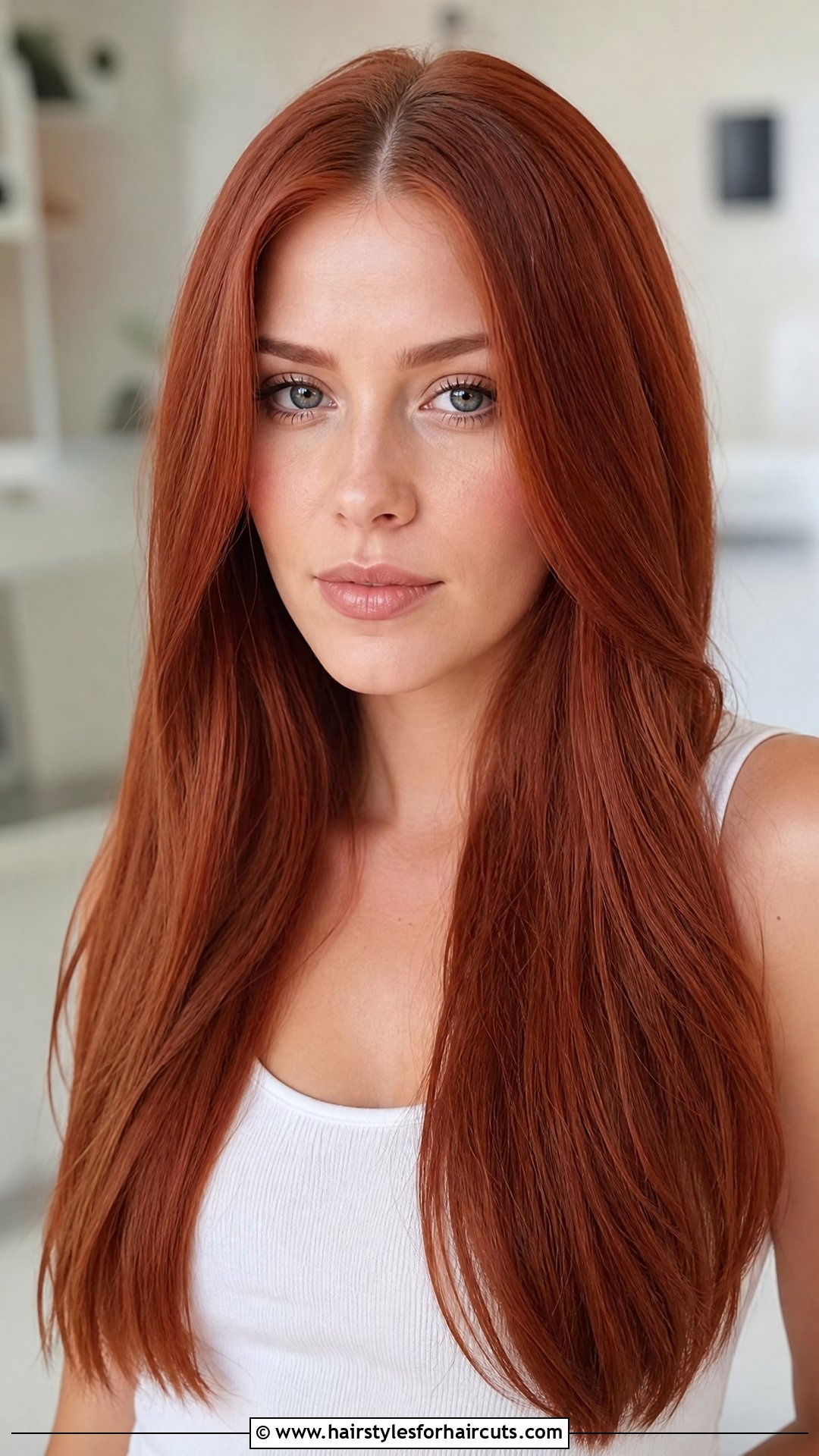 Long Red Middle Part Hairstyle - 25 long red hairstyles - 25 long red hairstyles