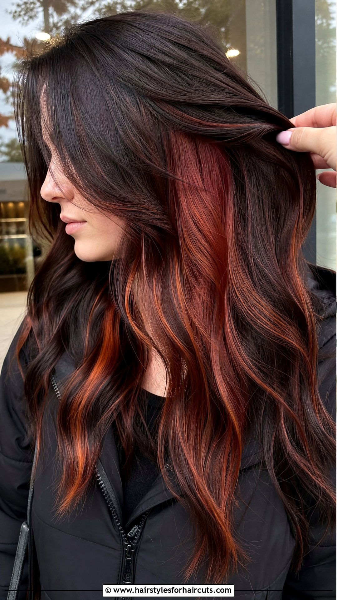 Long Red Peekaboo Highlights - 25 long red hairstyles - 25 long red hairstyles