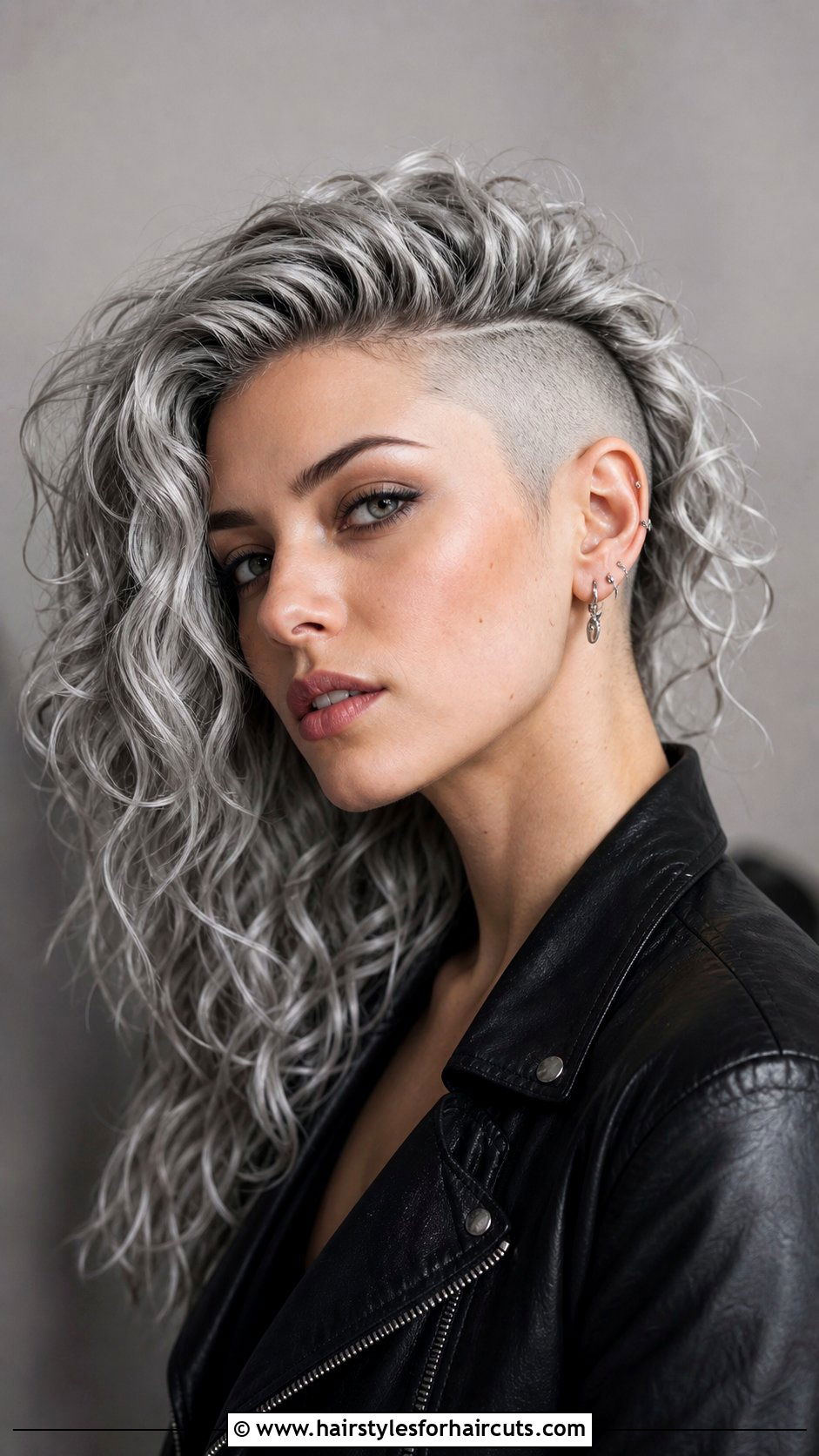 Long Silver Curly Hair With Shaved Undercut - 25 long curly grey hairstyles - 25 long curly grey hairstyles