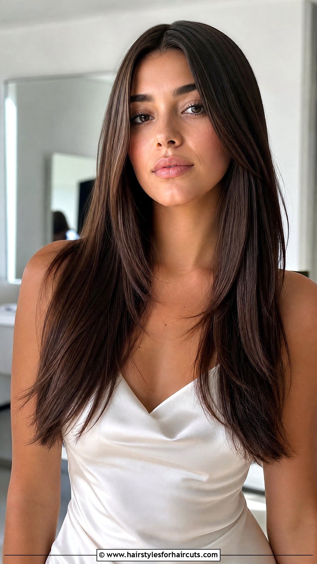 Long Sleek Hair With Middle Part And Layers - 25 long hairstyles for round faces - 25 long hairstyles for round faces