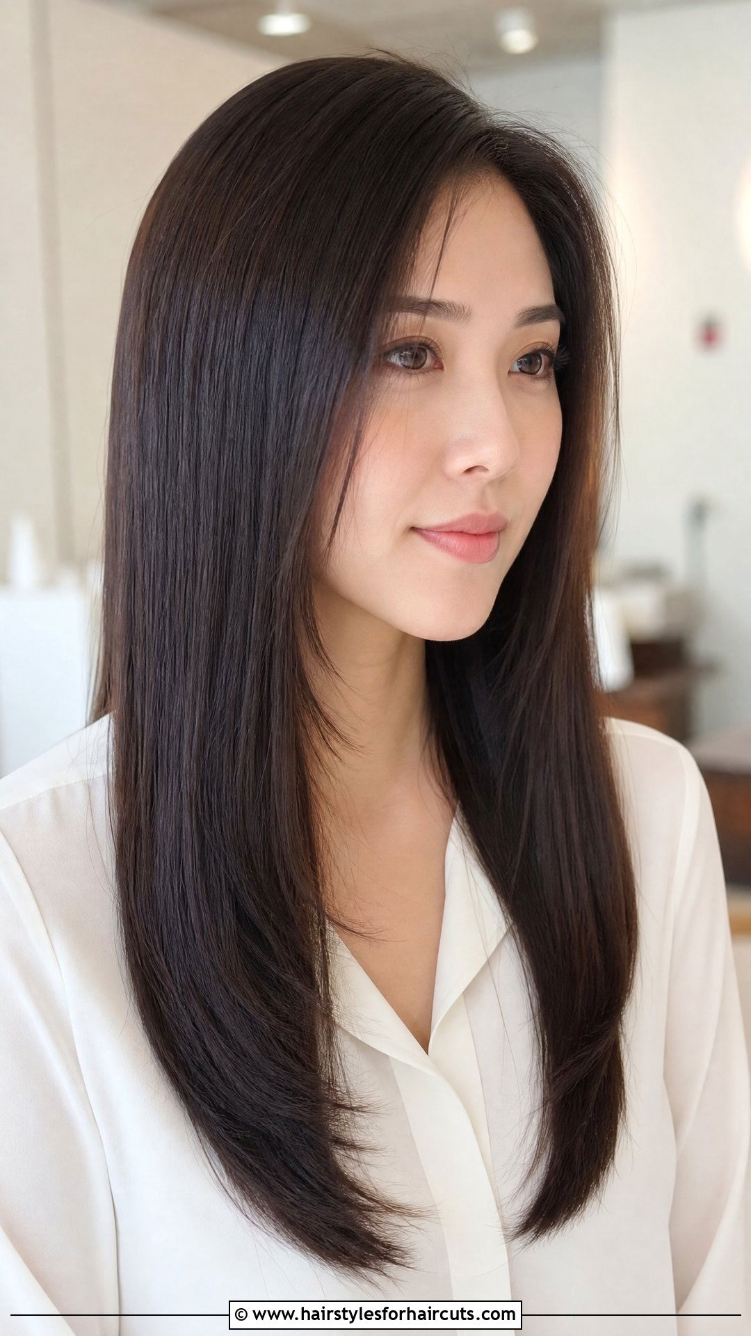 Long Sleek Straight Hair With Subtle Layers - 25 long hairstyles for round faces - 25 long hairstyles for round faces