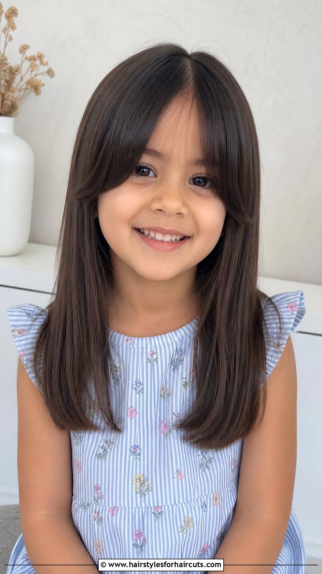 Long Straight Cut With Curtain Bangs - 25 4 year old girl hairstyles - 25 4 year old girl hairstyles