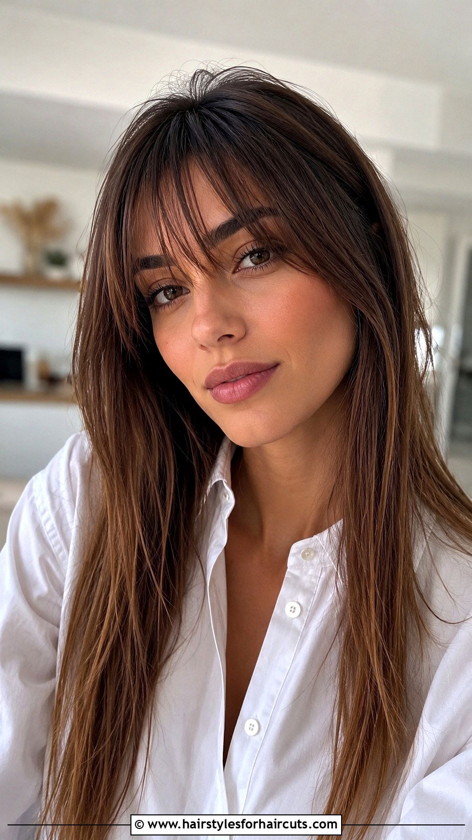 Long Straight Hair With Textured Fringe - 25 haircuts for straight hair - 25 haircuts for straight hair