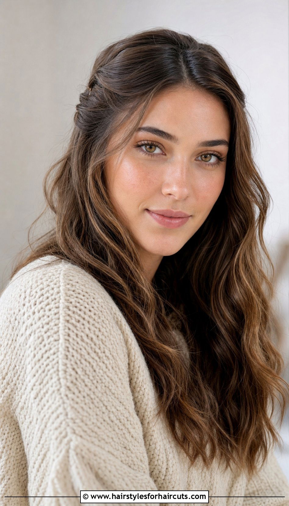 Long Wavy Cut With Pinned Back Front - 25 haircuts that keep hair out of face - 25 haircuts that keep hair out of face