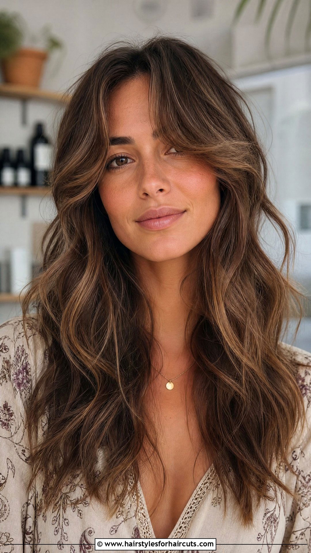 Long Wavy Haircut With Curtain Bangs - 25 women haircuts for wavy hair - 25 women haircuts for wavy hair