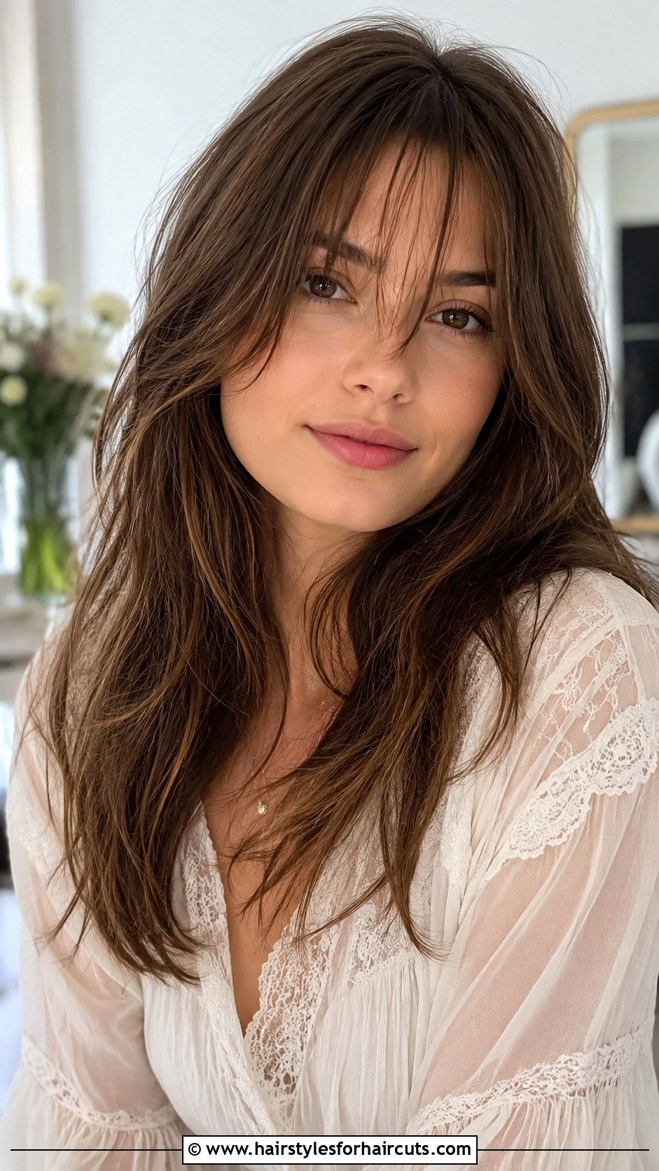 Long Wispy Bangs Haircut - 25 long hairstyles down - 25 long hairstyles down
