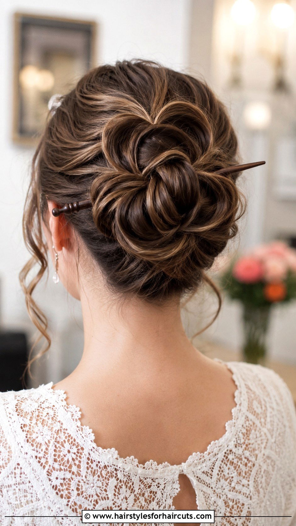Loop Braid Updo With Hair Stick - 25 hair stick hairstyles - 25 hair stick hairstyles