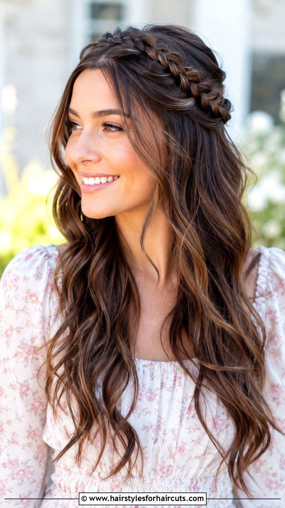 Loose Curl Half Up Crown Braid - 25 country girl hairstyles for long hair - 25 country girl hairstyles for long hair