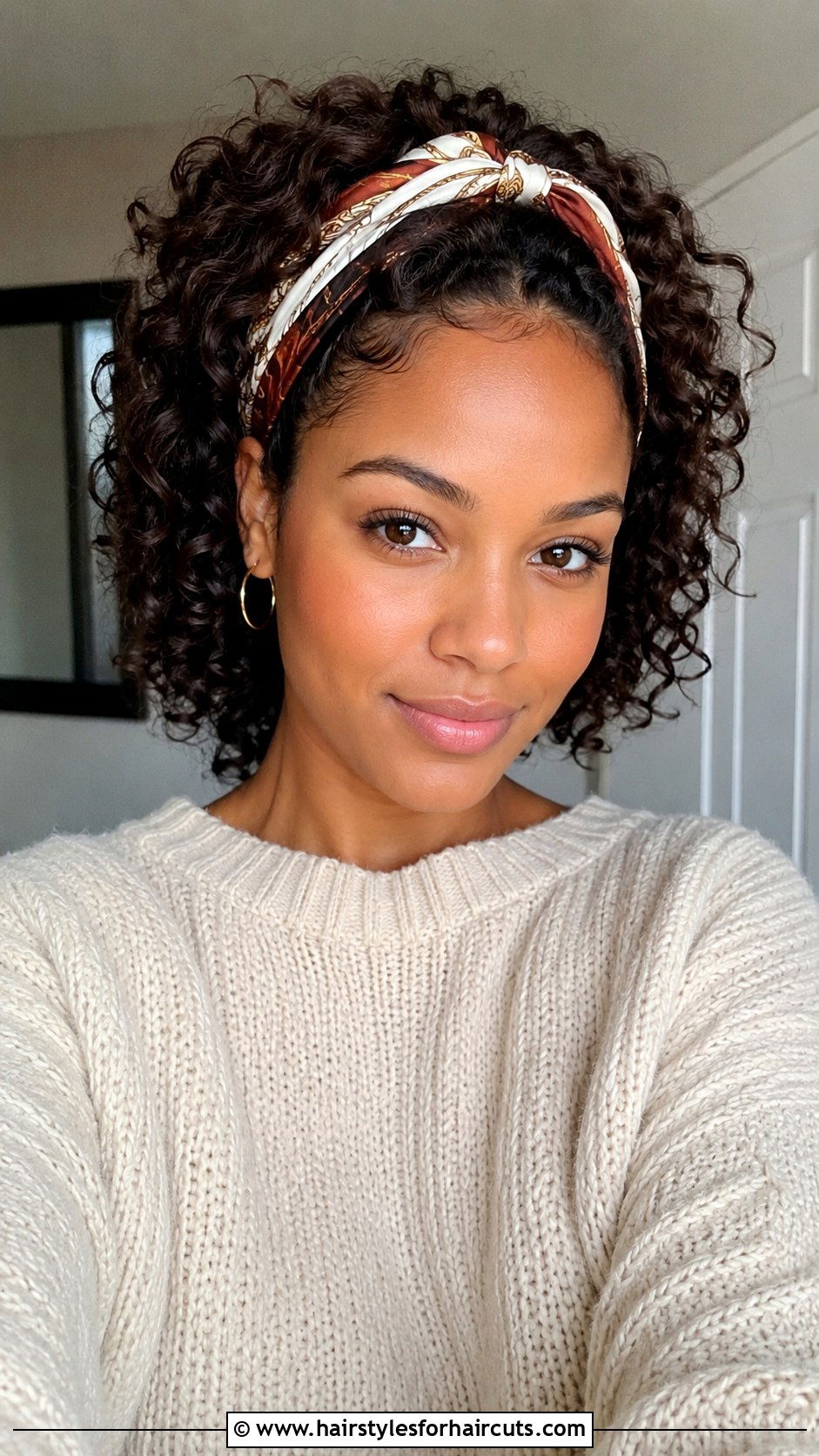 Loose Curls Bandana Headwrap - 25 bandana hairstyles for curly hair - 25 bandana hairstyles for curly hair