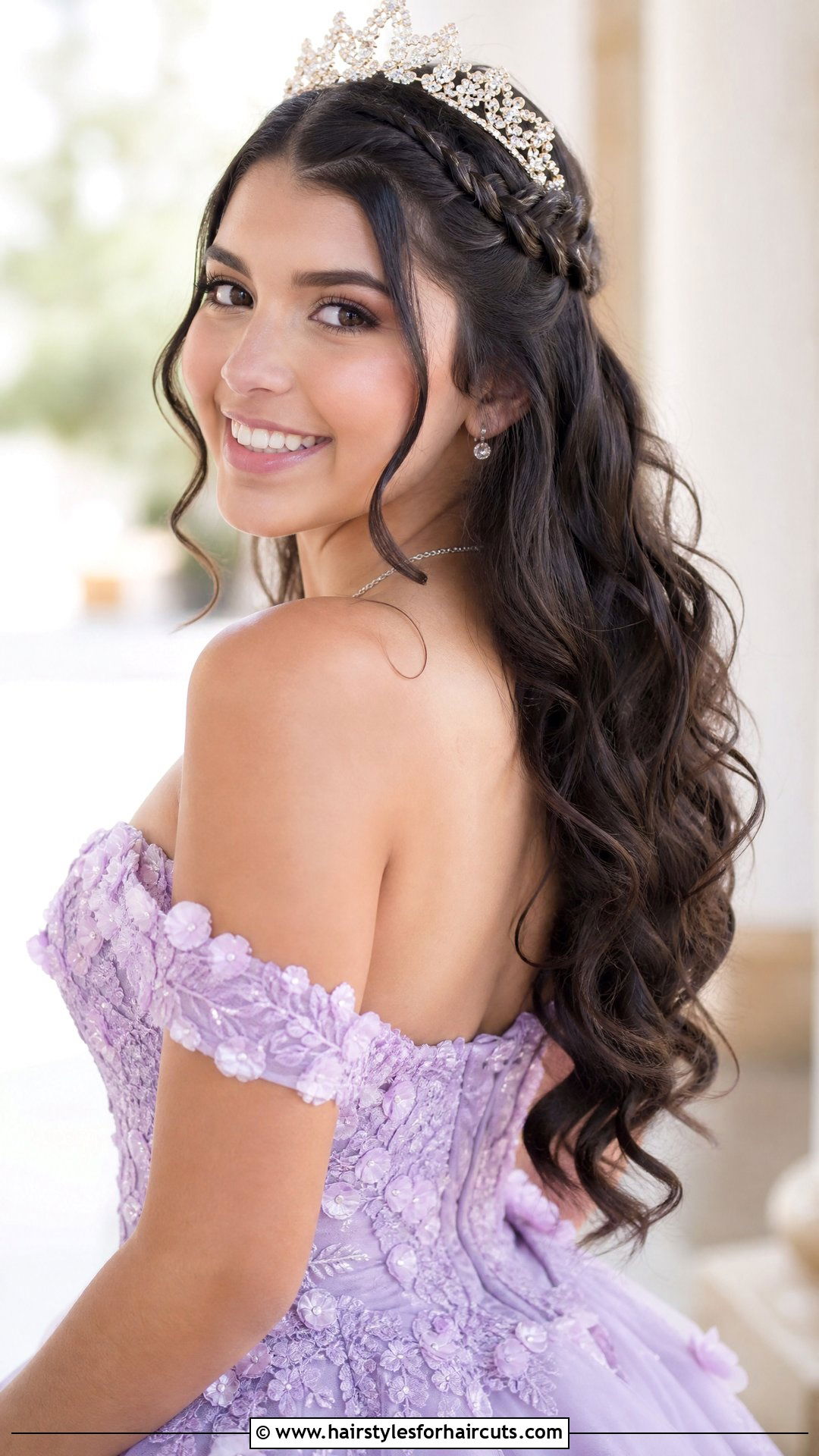 Loose Curls With Front Braid Quinceanera - 25 quinceanera hairstyles for curly hair - 25 quinceanera hairstyles for curly hair